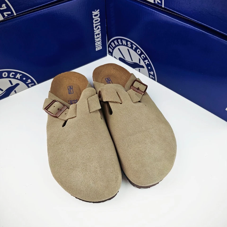 Birkenstock Boston Suede Taupe-Natural Leather Clog Narrow/Wide EU37-45 Unisex - Image 2 of 4