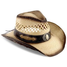 Men's Western Cowboy Hat Classic Style Straw Sun hat,Women's Cowgirl Hat Uniq...