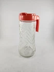 Tang Anchor Hocking Optic Swirl Juice Lemonade Tea Pitcher Orange Lid MCM Vtg