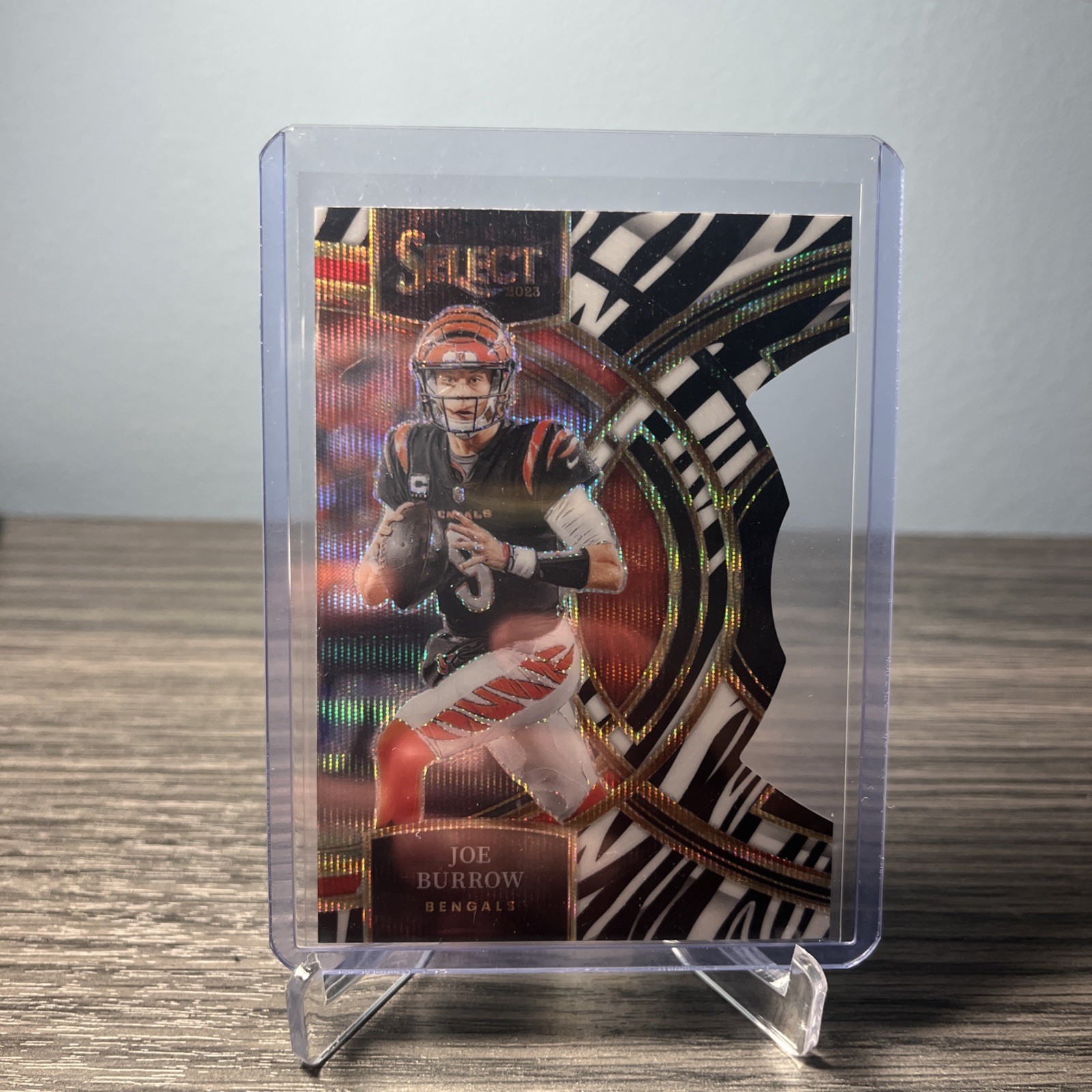 2023 Panini Select - Premier Level Joe Burrow #165 Zebra Prizm Die-Cut