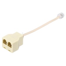 0.5ft Phone Jack Splitter, RJ11 6P4C Telephone Line 2 Way Adapter, Yellow