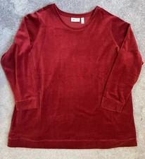 D & CO Rusty Red Velour Velvety Pullover Top Active Athleisure Pockets Cozy 2XL