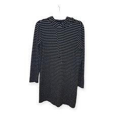 Vestido túnica Lou & Grey negro blanco a rayas con capucha tejido suave minimalista mediano