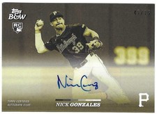 Nick Gonzales 2024 TOPPS B&W MLB ROOKIE AUTOGRAPH CARD Pirates AUTO RC yellow SP. rookie card picture