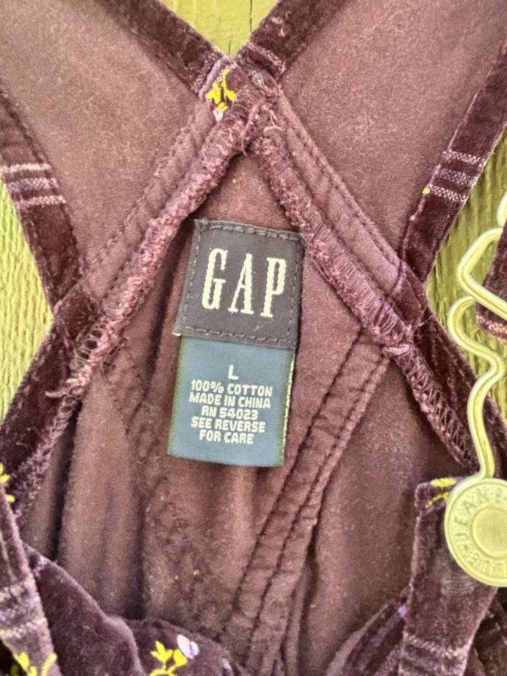 Gap Niños Niñas L Vintage Años 90 Púrpura Terciopelo Floral - USADO BUENO Foto 3 de 3