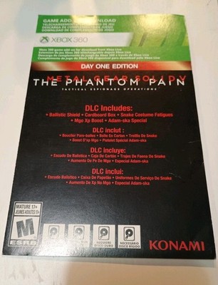 Metal Gear Solid V: The Phantom Pain Day One Edition Xbox 360 DLC Add On Unused