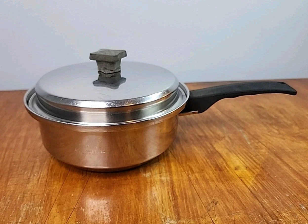 Vintage INKOR Multi-Core 5 Ply Stainless Steel Saucepan 8.5" w Lid Made in USA
