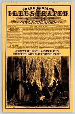 Fords Theatre Abraham Lincoln Assassination 1865 Newspaper Headline Postcard