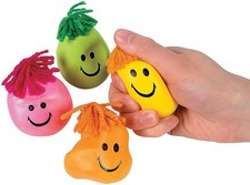 Neon Smile Face Stress Toys with Hair - Party Favor - 24 Pieces
