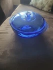 Vintage Pyrex #024 Cobalt Blue Glass 2 Qt Casserole Dish W/ Lid USA In Mint Cond