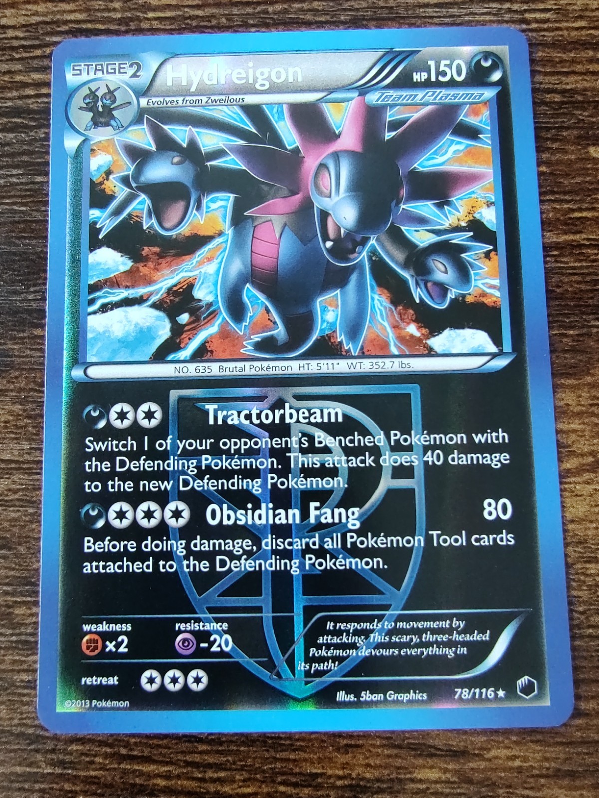 Team Plasma's Hydreigon 78/116 Plasma Freeze Reverse Holo Pokémon Card