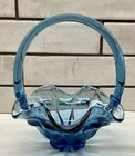6.75" Vintage Fenton, Twilight Blue “Valencia” basket- gorgeous!