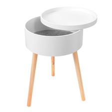 Beistelltisch weiß rund aus Holz mit Stauraum Couchtisch Nachttisch Sofatisch