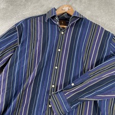 Tailorbyrd Button Down Shirt Mens XL Blue Striped Long Sleeve Cotton Preppy