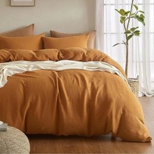 Washed Cotton Duvet Cover Set in Mustard