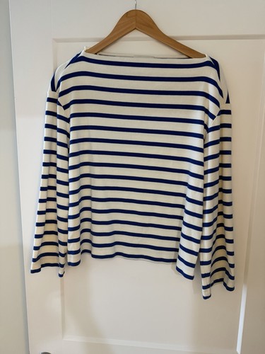 COS Boatneck Top Marine Heavy Cotton Striped Size M