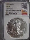 2019 American Silver Eagle - NGC MS70 - Flag Label - Don Everhart Signature