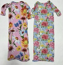 Posh Peanut 0-3 Months Zipper Bamboo Gowns Floral Lot Of Two Sleep Sacks