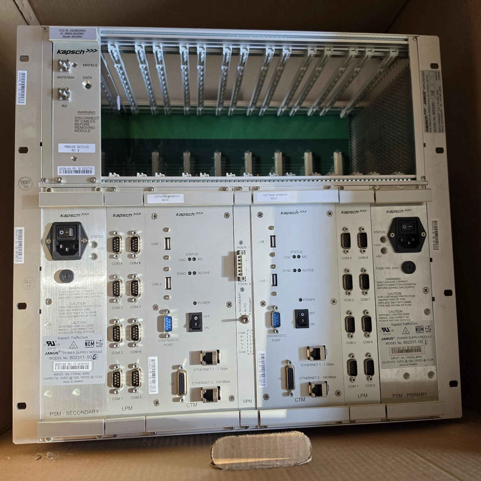 802260-101 Kapsch JANUS MPR2.3 Toll Reader MRFM-S Dual Controllers NOS - product detail image 4