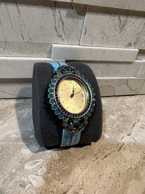 Heidi Daus Art Deco Multicolor Crystal Covered Wrist Watch NEEDS BATTERY