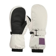 Kids Snow Mittens Waterproof Winter Ski Gloves Warm 6-12 Years Beige White
