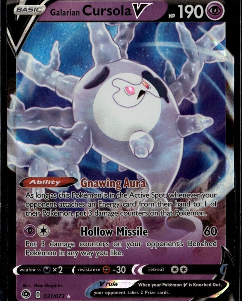 Galarian Cursola V Ultra Rare Champion's Path 21/73 Psychic  Pokemon Card TCG
