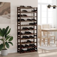 Weinregal 77 Flaschen Massivholz Kiefer Schwarz Standregal Flaschenregal