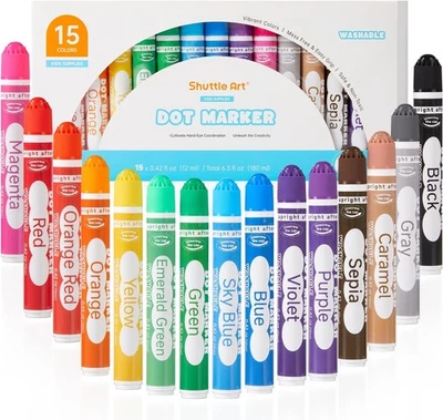 Shuttle Art 15 Dot Marker Farben Waschbar Bingo Dabber Kinder Tinte Set