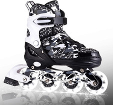 Kuxuan Boys Adjustable Inline Skates with Light up Wheels, Fun Illuminating Skat