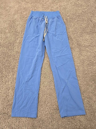 Figs Scrub Pants 24" Blue Pull On Drawstring Straight Leg Medical Wear