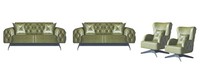 Sofa-Set Kissen Polster 2-Sitzer Leder Sessel GrüN SitzmöBel Chesterfield