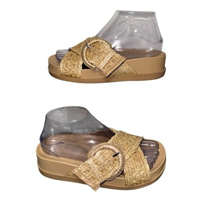 MARC FISHER WELTI SANDALS WOMENS BRAIDED DETAILS BUCKLE SIDE SIZE 6