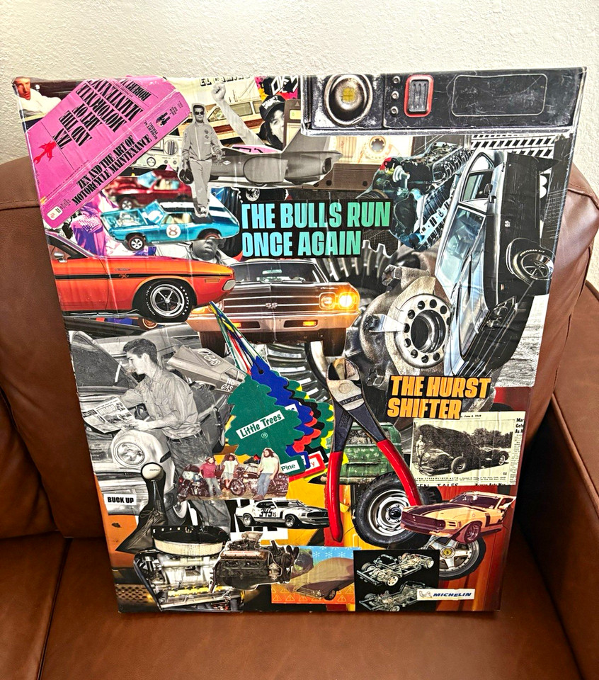 HANDMADE VINTAGE HOT ROD MAGAZINE COLLAGE POP WALL ART - MADE IN U.S.A. ORIGINAL