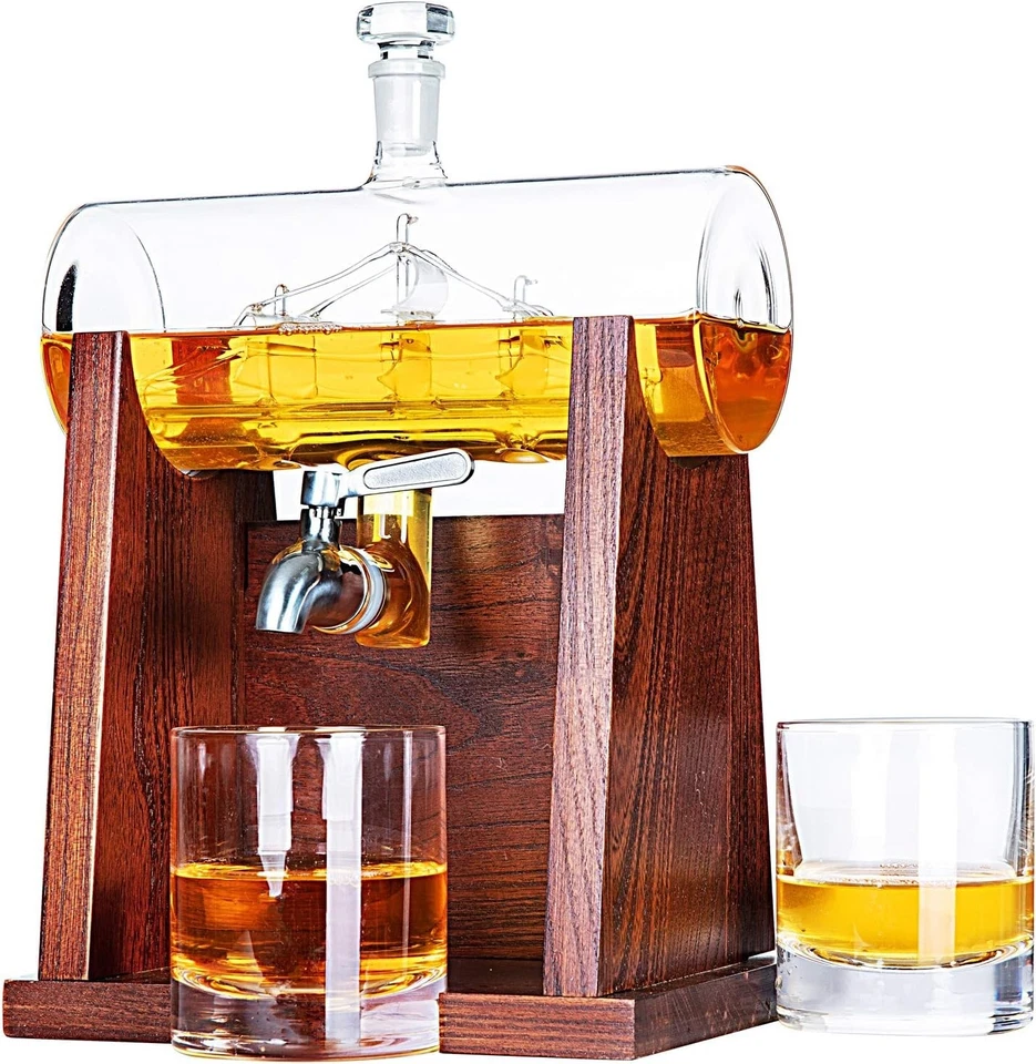 Lead-Free Whiskey Decanter with Glasses - Image 3 of 4