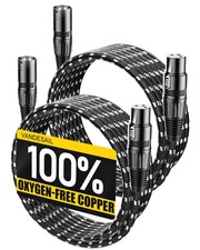 XLR Microphone Cable 15ft 2-Pack Male to Female Nylon Braided Mic Cord