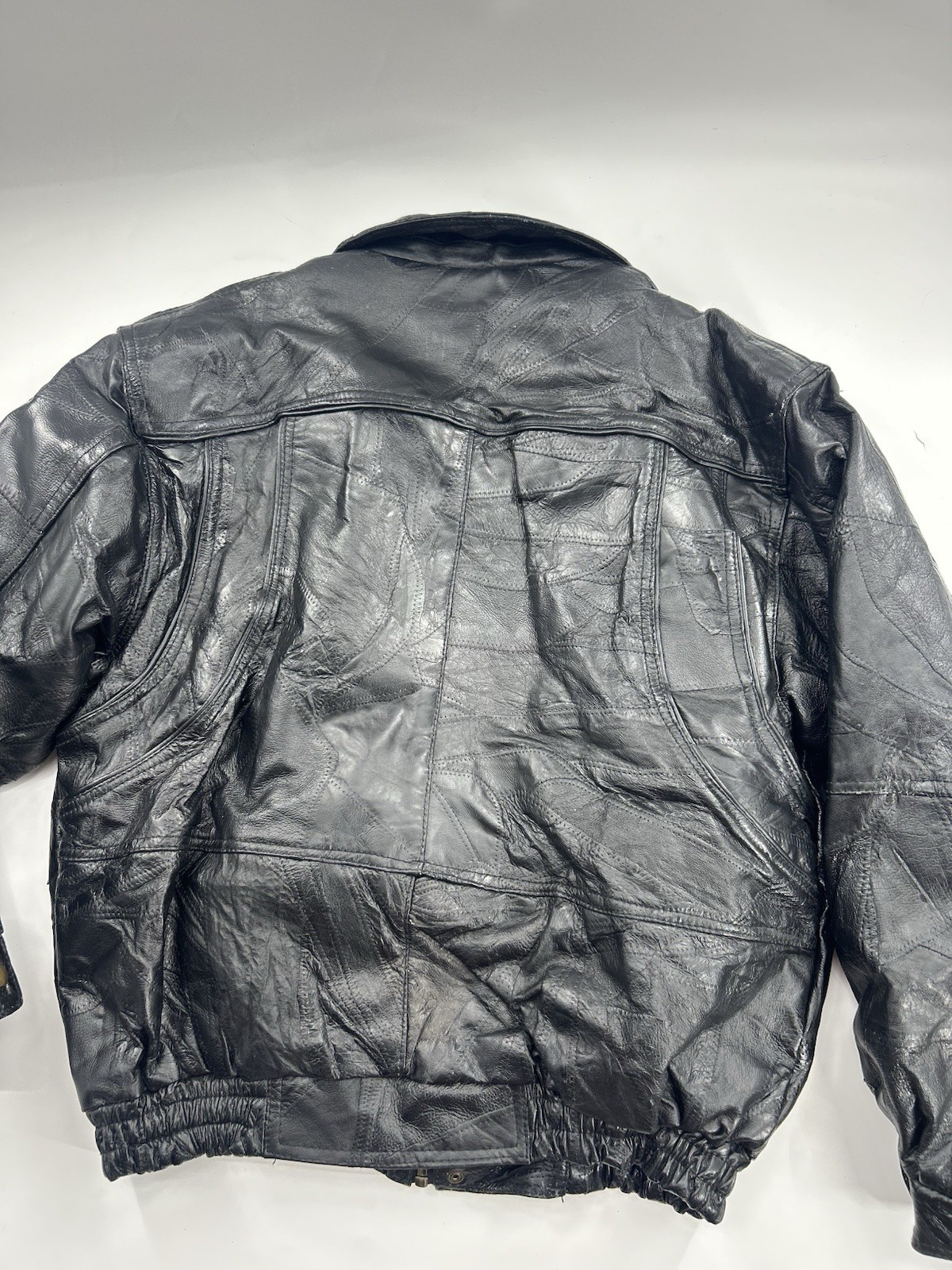 Vintage Patchwork Leather Jacket Men’s Bomber XL … - image 10