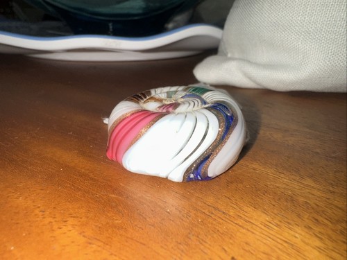 Antique Lutz blown glass paperweight Small striped swirl Early 1900's - Foto 2 di 9