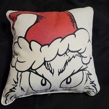 The Grinch Holiday Sparkly Santa Hat Christmas Throw Pillow 15  x 15  