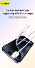 AWEI TYPE-C To TYPE-C Braided Rope 60W Fast Charging Cable 2m