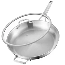 Stainless Steel Pan,14 Inch Frying Pan, Heavy Duty, Large Frying Pan, Fast & Eve