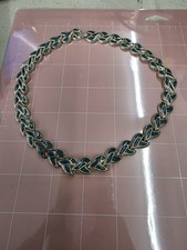 Vintage Silver Tone Choker With Green And Blue