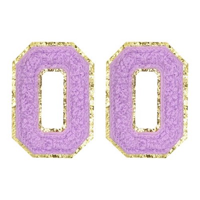 Chenille Letter Patches 2.2'' Letter O Embroidered Patch (Purple, Pack of 2)