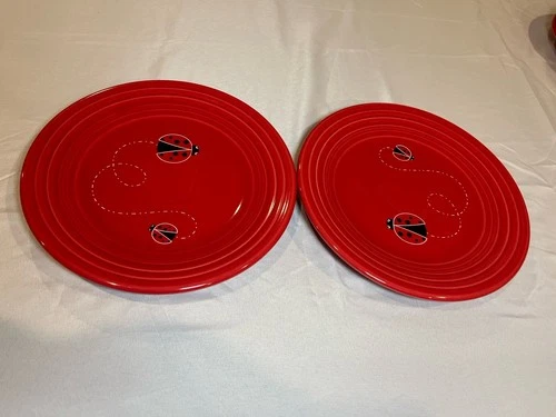 2X Fiesta Ware Scarlet Ladybug Luncheon Plate 9" Fiestaware New F-1