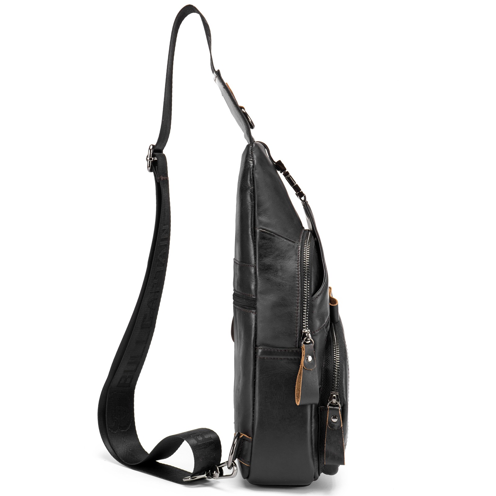 Men Sling Bag Water Resistant Anti Theft Leather Chest Pack Cross Body Bag