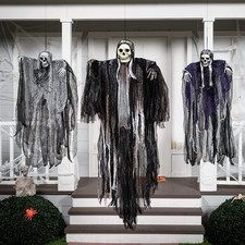 3 PCS Halloween Hanging Skeleton Ghosts Grim Reapers for Outdoor Decorations