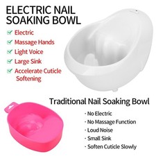 Electric Nail Soaking Bowl Bubble Vibration Hand Spa Massage Machine Manicure EU