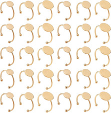 30 Pcs Blank Rings - Stainless Steel Adjustable Pad Ring Base, Flat Blank Ring