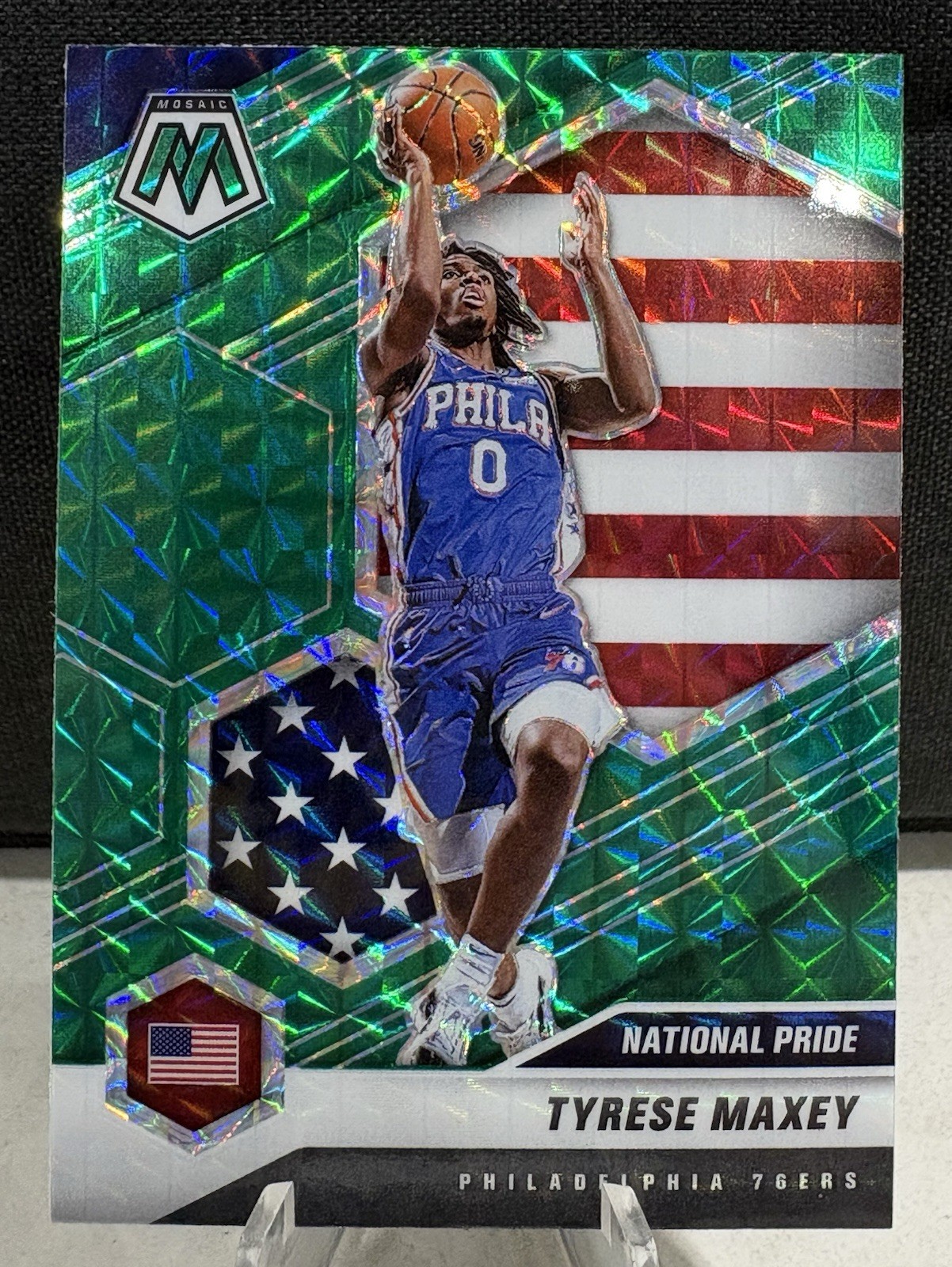 2020-21 Panini Mosaic Green #259 Tyrese Maxey Rookie (RC) Philadelphia 76ers