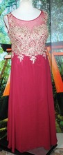 COCKTAIL DRESS PLUS DARK CRANBERRY / GOLD MOTHER OF BRIDE 26