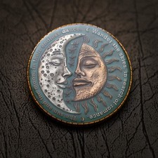 Eclipse Geocoin - 'Celestine Edition' (2T Antique Silver/Copper) - Geocaching